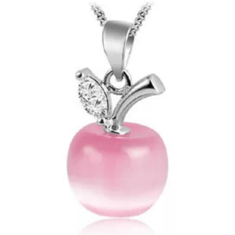 🎀925 Pink Opal Apple Pendant